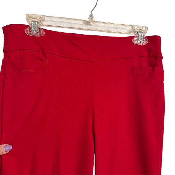 NWT KIM ROGERS PULL on STYLE TUMMY CONTROL RED PANTS 10 PETITE #C - Picture 2 of 7